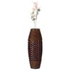 Uniquewise Antique Cylinder Style Floor Vase For Entryway or Living Room, Bamboo Rope, Brown 26" Tall QI004083